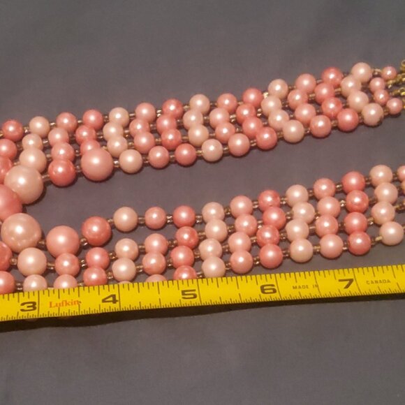 VINTAGE PINK 4 STRAND NECKLACE BY MAKER JAPAN SALE - Picture 2 of 7